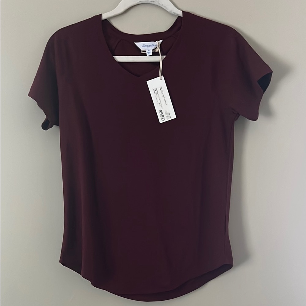 NWT The Company Store Red Pima Cotton V Neck Tee XS